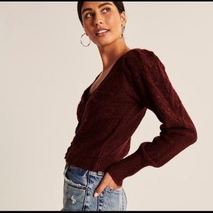 A&F Bobble Cardigan in Burgandy